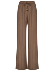 L'AGENCE Connie Drawstring Trouser in Mocha Tan Brown Pinstripe