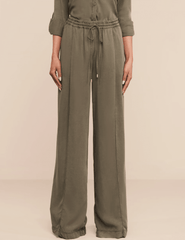 Front view of L'AGENCE Connie wide-leg trousers in Smokey Olive