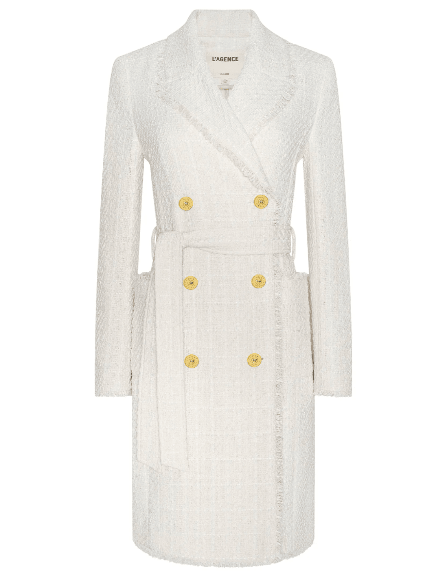 L’AGENCE Cooper tweed trench coat in vintage white