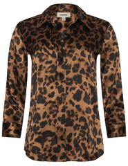 L’AGENCE Dani Three Quarter Sleeve Silk Blouse in leopard print