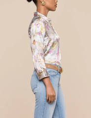 L’Agence Dani silk blouse in baroque toile print side view