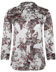L’AGENCE Dani silk blouse in white butterfly jungle print