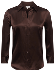 L’AGENCE Dani Three Quarter Sleeve Blouse in Coffee Bean