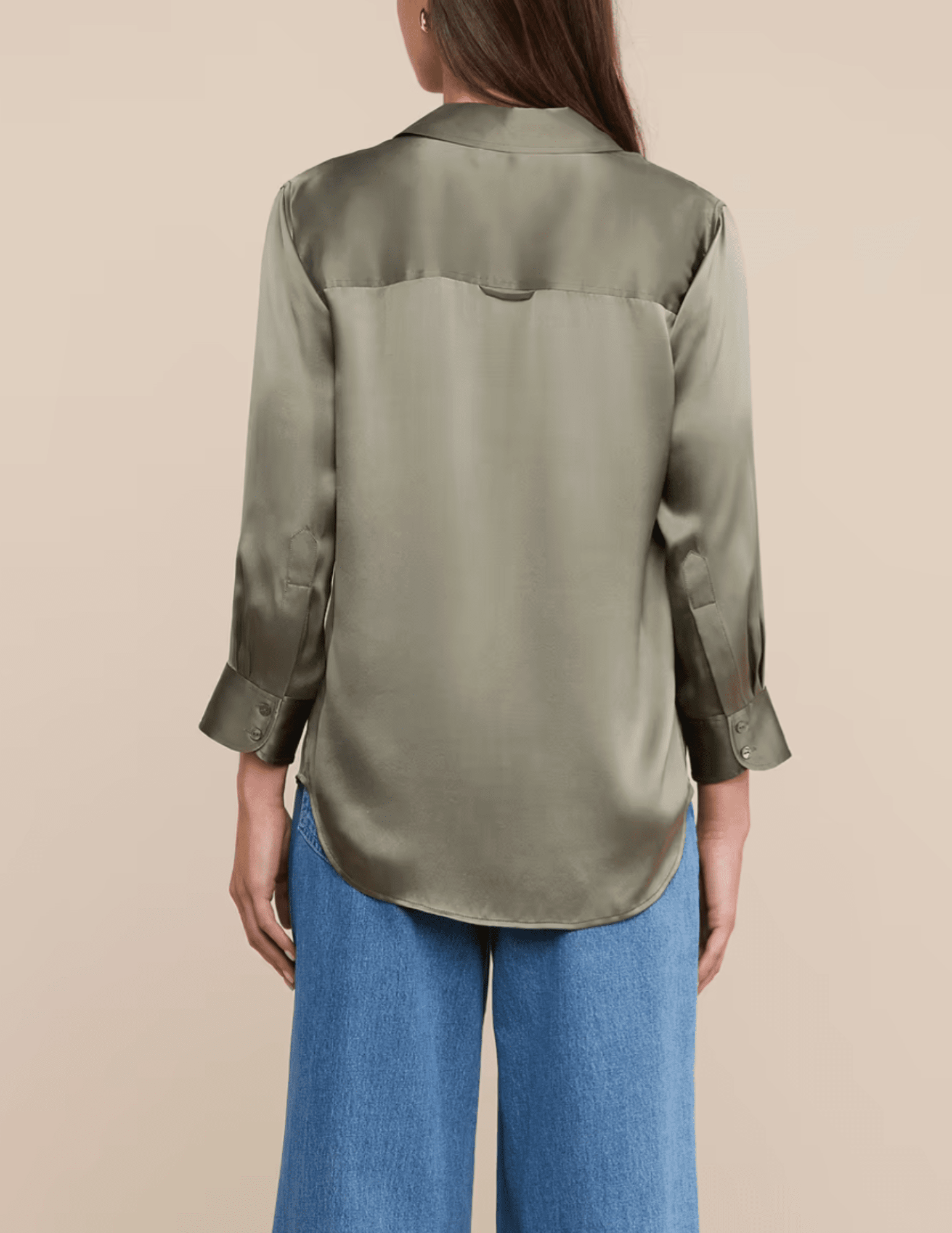 Back view of L'AGENCE Dani three quarter sleeve blouse