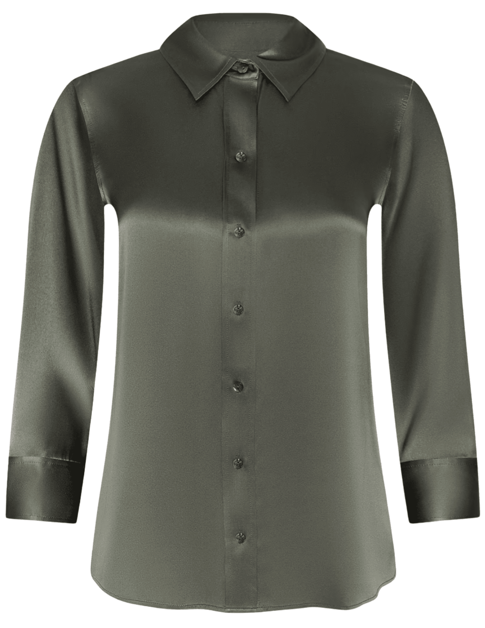 L'AGENCE Dani three quarter sleeve silk blouse in Smokey Olive
