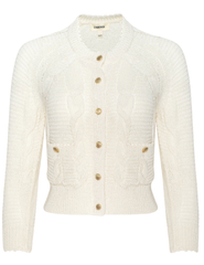 L'AGENCE Darcy Cable Knit Cardigan in Ivory
