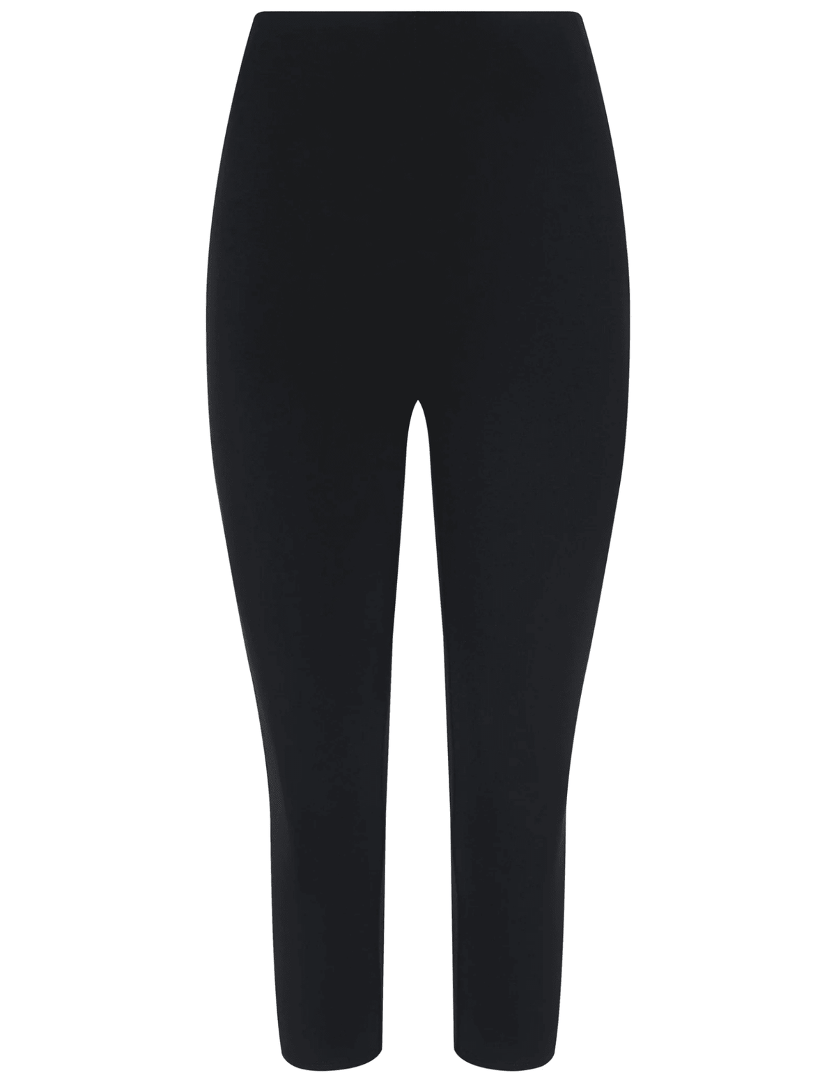 L’Agence Dee High Rise Capri Pant in black, front view, cropped length slim fit ponte trousers.