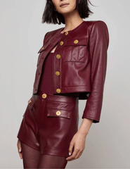 L'Agence - L'AGENCE Deidra Collarless Leather Jacket - Buy Online