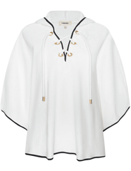 LAGENCE Demeter white hooded poncho cover up