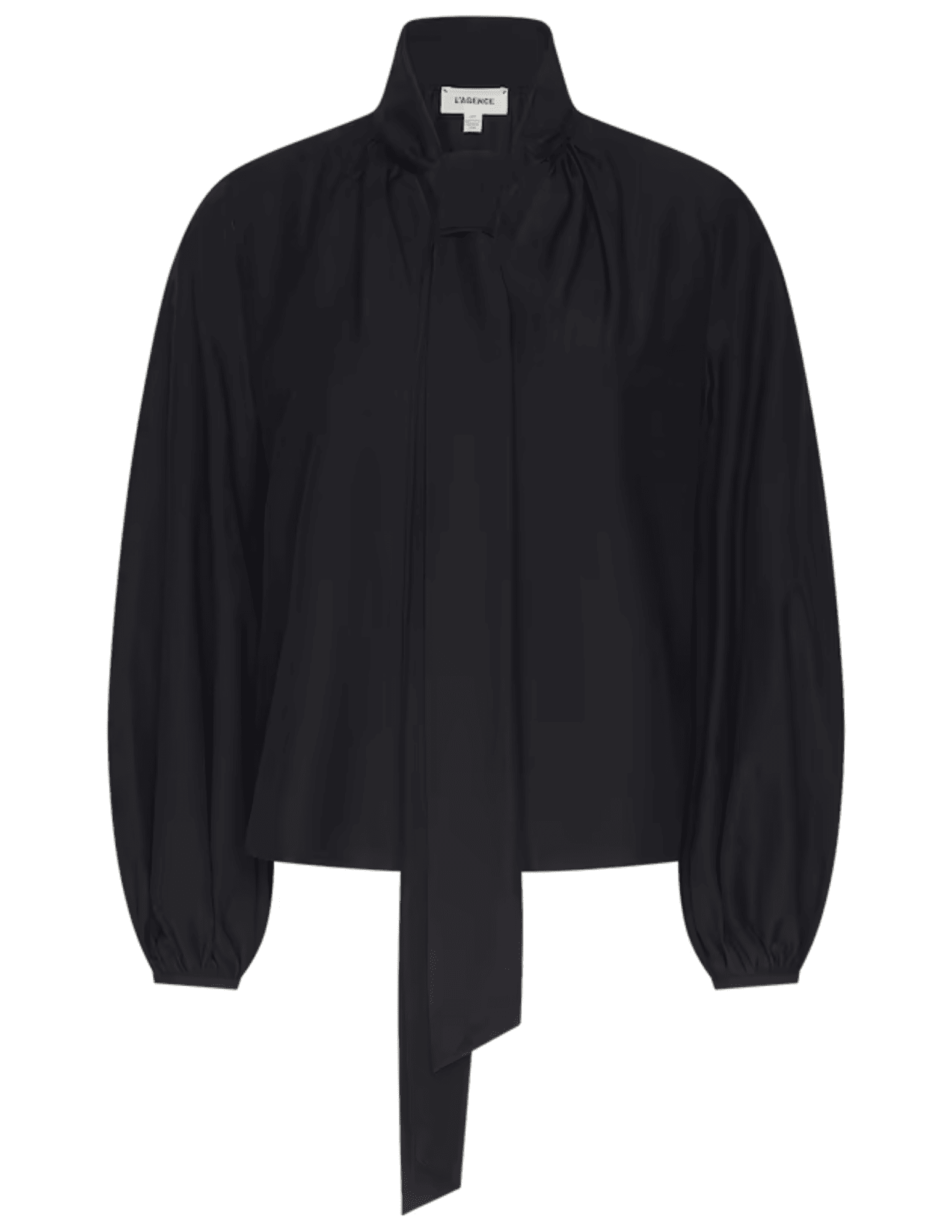 L'AGENCE Deon Tie-Neck Poplin Blouse in Black
