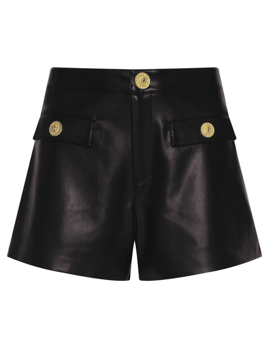  L’AGENCE Dionne Vegan Leather Short in Black Gold Lion