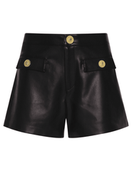  L’AGENCE Dionne Vegan Leather Short in Black Gold Lion