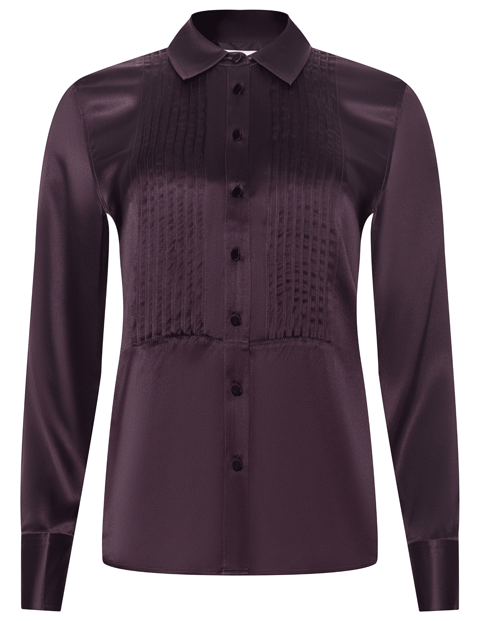 Silk blouse with pintuck detailing and satin buttons in burgundy by L’AGENCE.