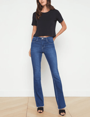 Full body view of L'AGENCE Donna black cropped organic cotton tee