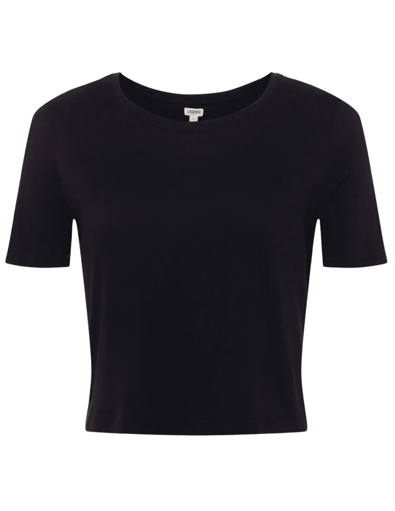 L'AGENCE Donna black cropped organic cotton tee