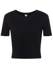 L'AGENCE Donna black cropped organic cotton tee