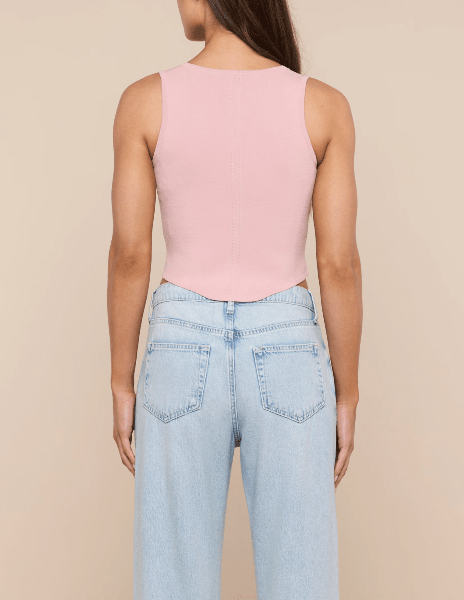 L’Agence Dove knit corset top in misty rose back view