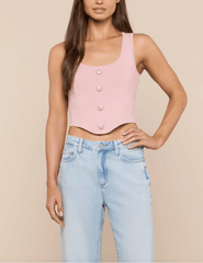 L’Agence Dove knit corset top in misty rose front view