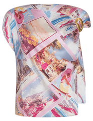 L'Agence Driselle scarf top in pink postcard print