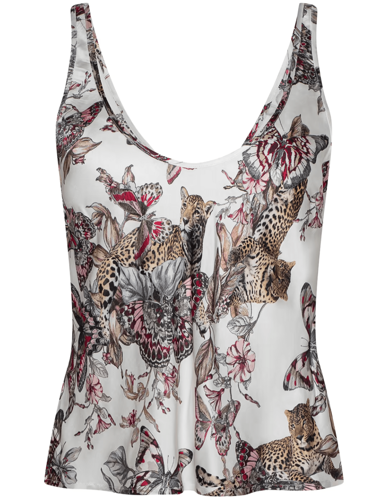 L’Agence Eddie satin tank white butterfly print