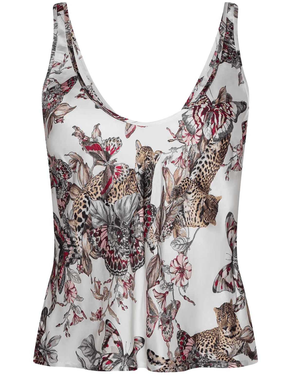 L’Agence Eddie satin tank white butterfly print