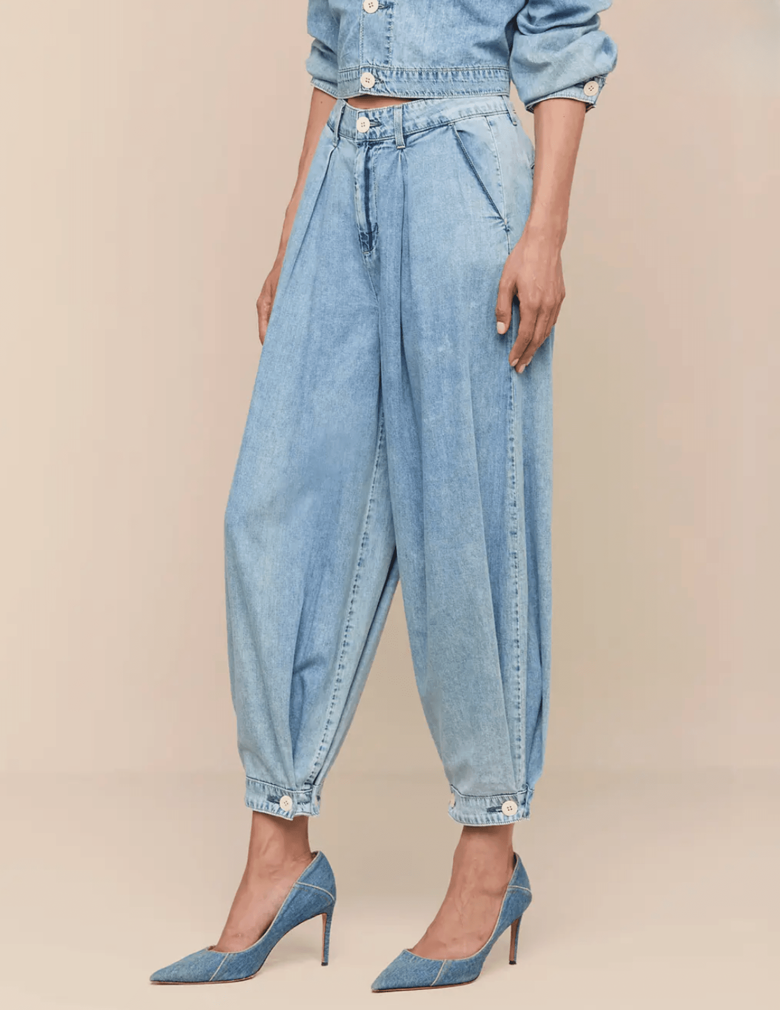 L'AGENCE Elias High Rise Convertible Jean in Oxnard Wash side