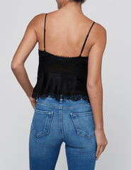 Back view of L'AGENCE Elka Mesh Lace Cami in Black