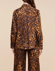 Back view of L’AGENCE Ellery Leopard Button Blouse
