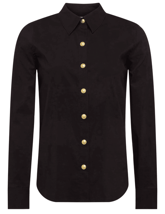  L’AGENCE Ellery Long Sleeve Button Blouse in Black Gold.