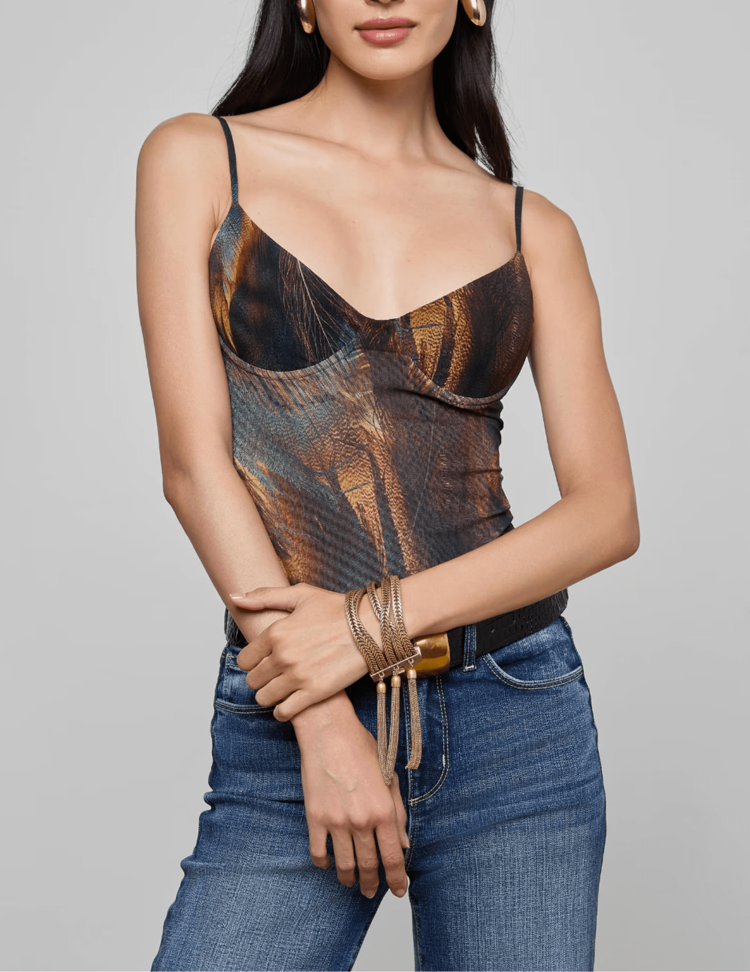 Front view of L’AGENCE Elowen Underwire Bodysuit with mesh panels”