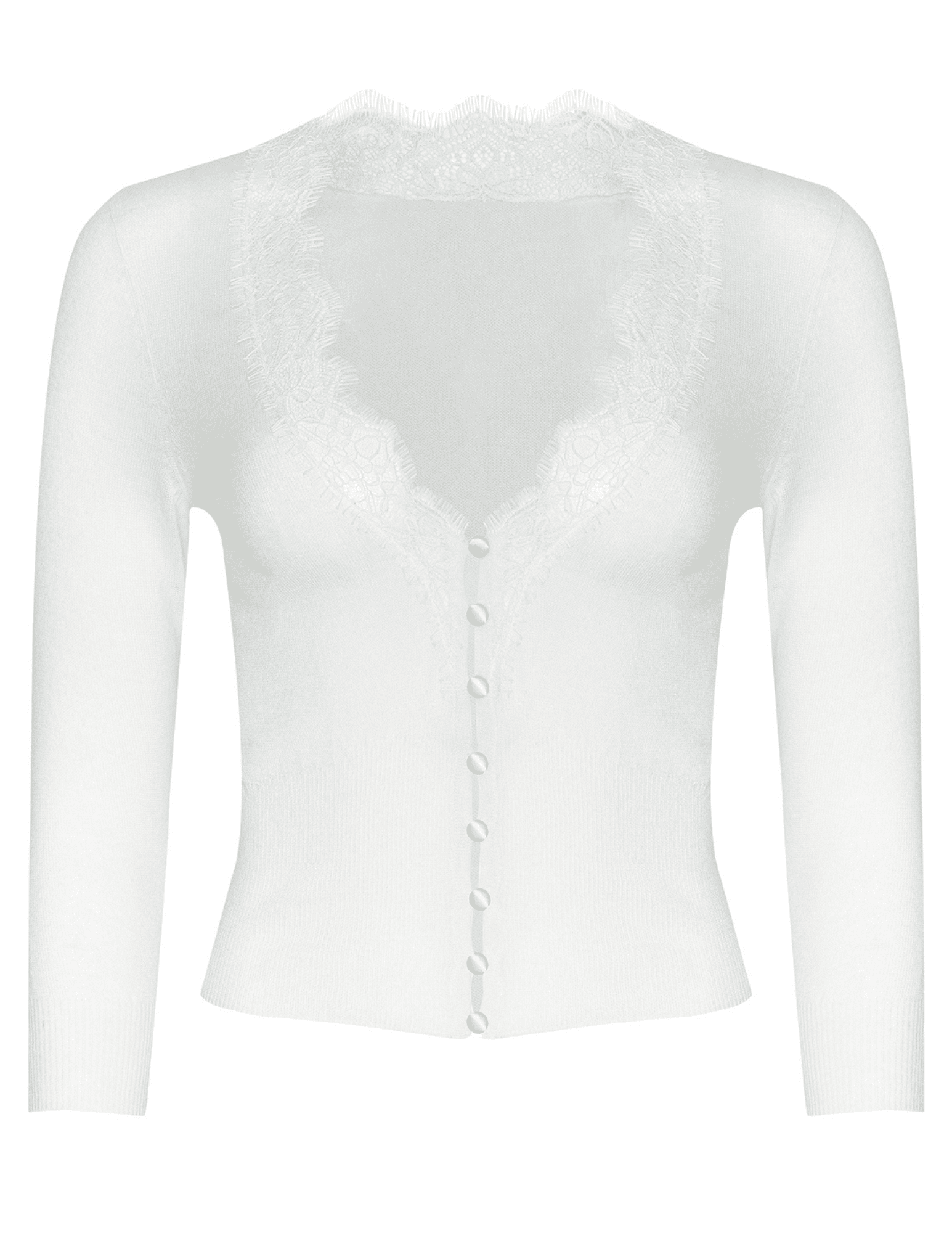 L'AGENCE Eluna lace trim cardigan in ivory