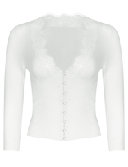 L'AGENCE Eluna lace trim cardigan in ivory