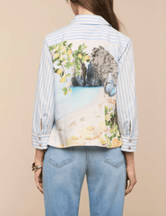 L'AGENCE Fawn Scarf Back Blouse in Multi Beach Scarf back view
