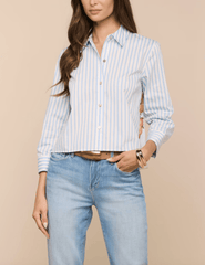 L'AGENCE Fawn Scarf Back Blouse in Multi Beach Scarf front