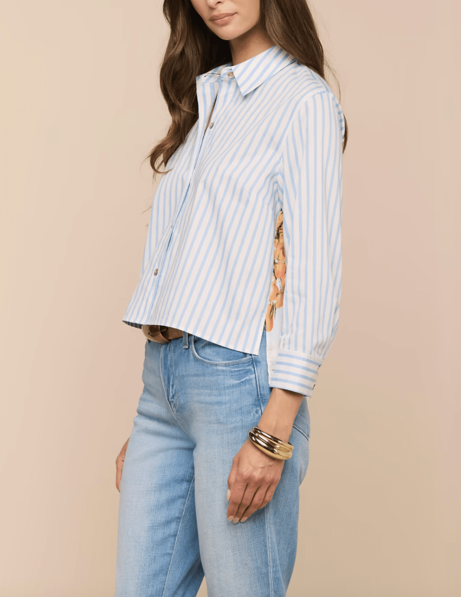 L'AGENCE Fawn Scarf Back Blouse in Multi Beach Scarf side view