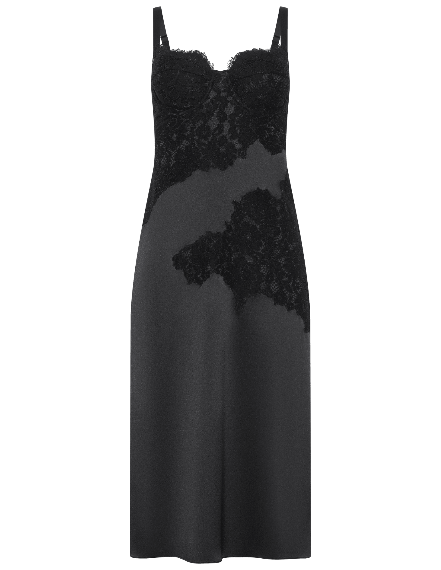 L’AGENCE Fenna Silk Lace Appliqué Dress in Black
