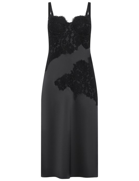L’AGENCE Fenna Silk Lace Appliqué Dress in Black