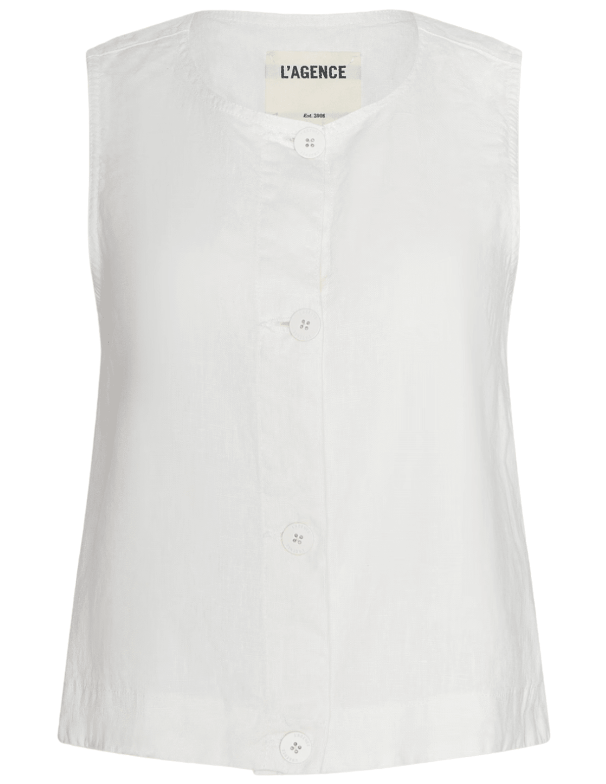 L'AGENCE Foster sleeveless linen top in vintage white