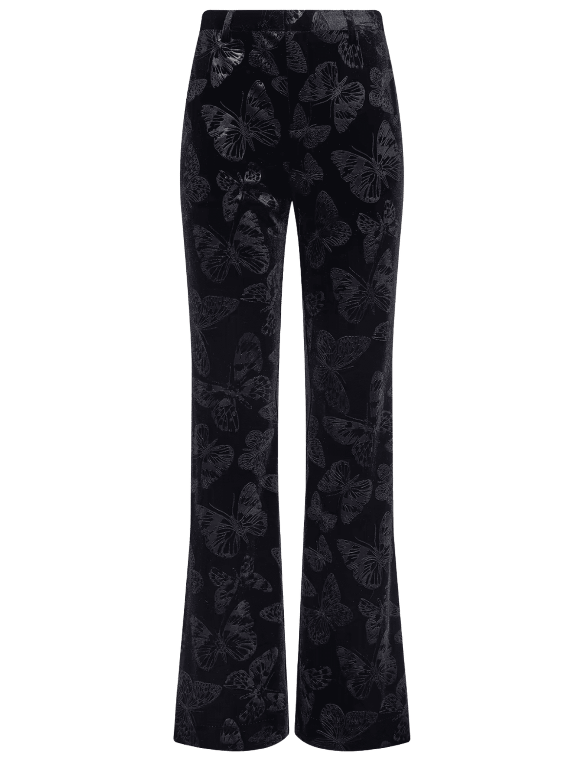 L’AGENCE Frances Velvet Bootcut Trouser in Black Butterfly