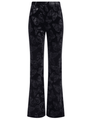 L’AGENCE Frances Velvet Bootcut Trouser in Black Butterfly