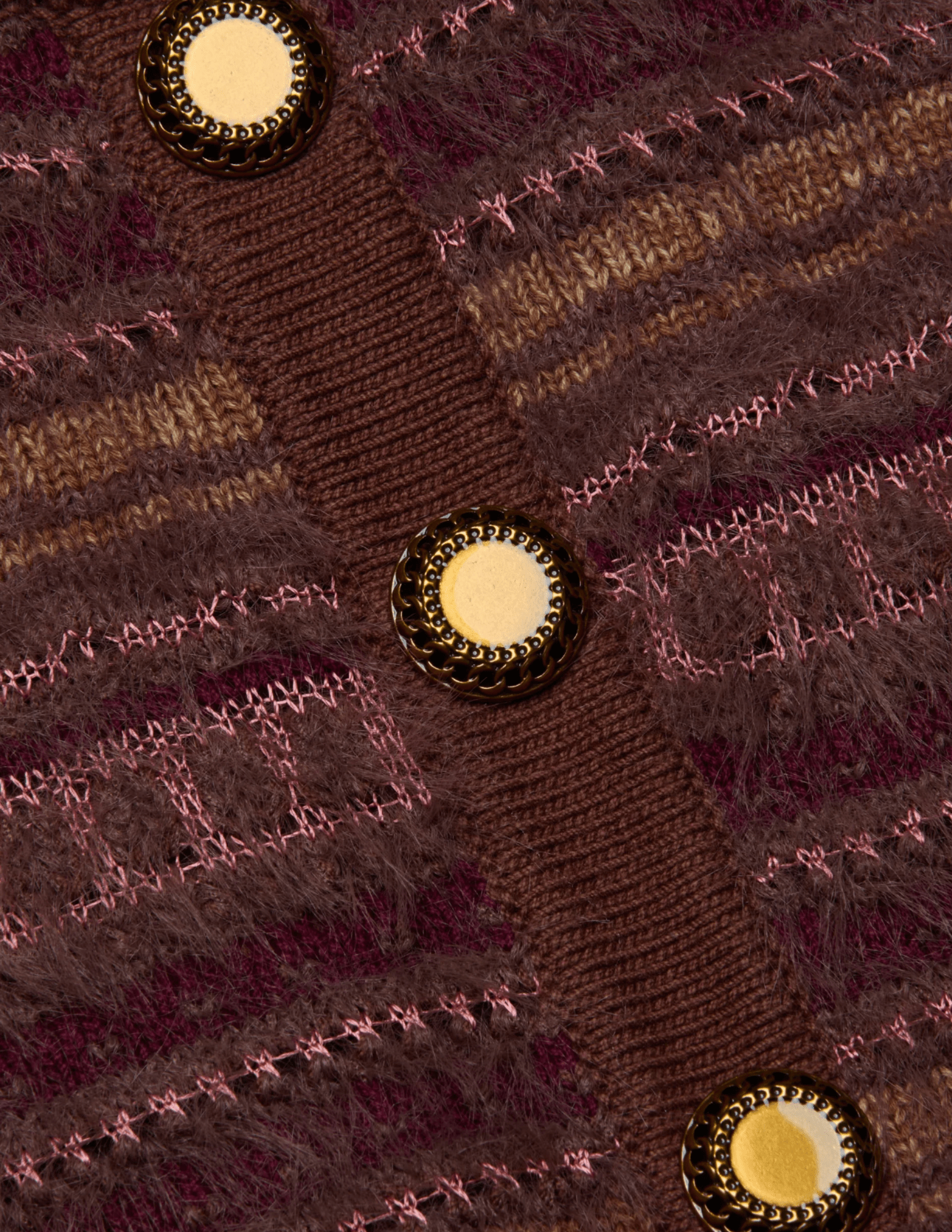 L’Agence Galene Mixed Stitch Tank in Natural Mauve Multi with button-front design button details