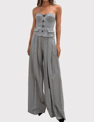 L’AGENCE Genevieve Houndstooth Corset Top with matching nova pant