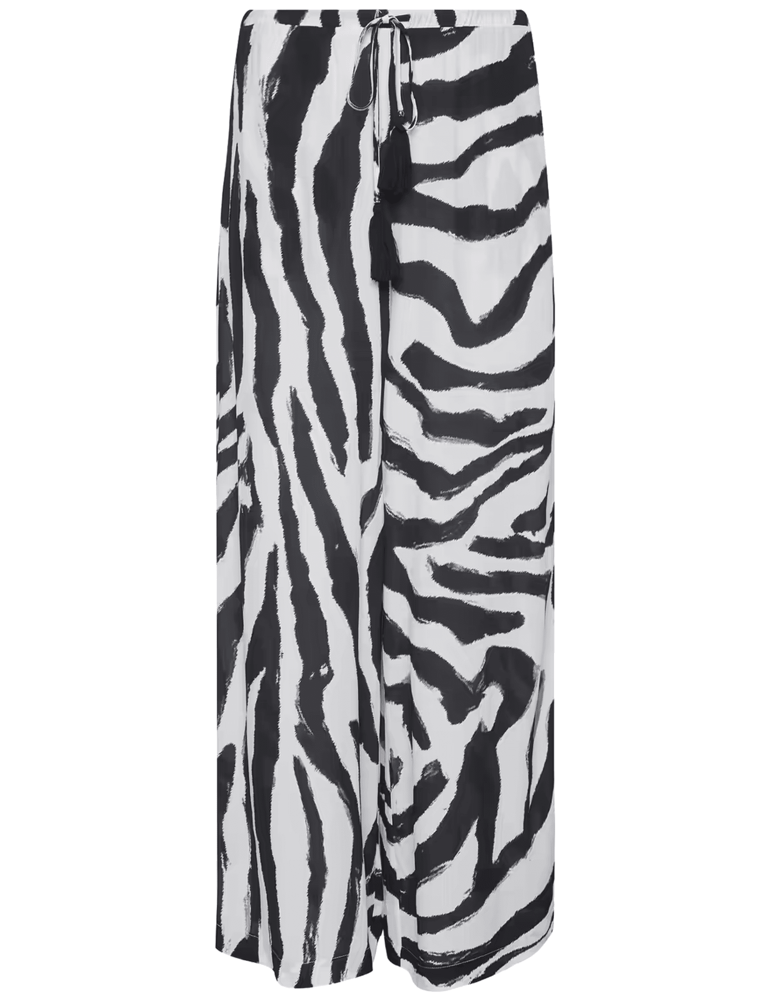 L'AGENCE Geraldine Cover-Up Pants in Black White Zebra featuring a relaxed wide-leg silhouette.