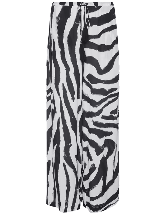 L'AGENCE Geraldine Cover-Up Pants in Black White Zebra featuring a relaxed wide-leg silhouette.