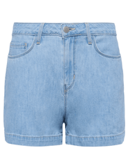 L’AGENCE Gina High Rise Denim Shorts in Dakota front view