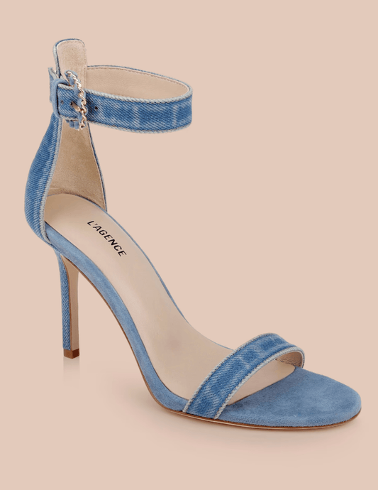 L'AGENCE Gisele Denim Heel Sandal in Light Denim side