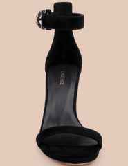 L'AGENCE Gisele Suede Heel Sandal in Black front