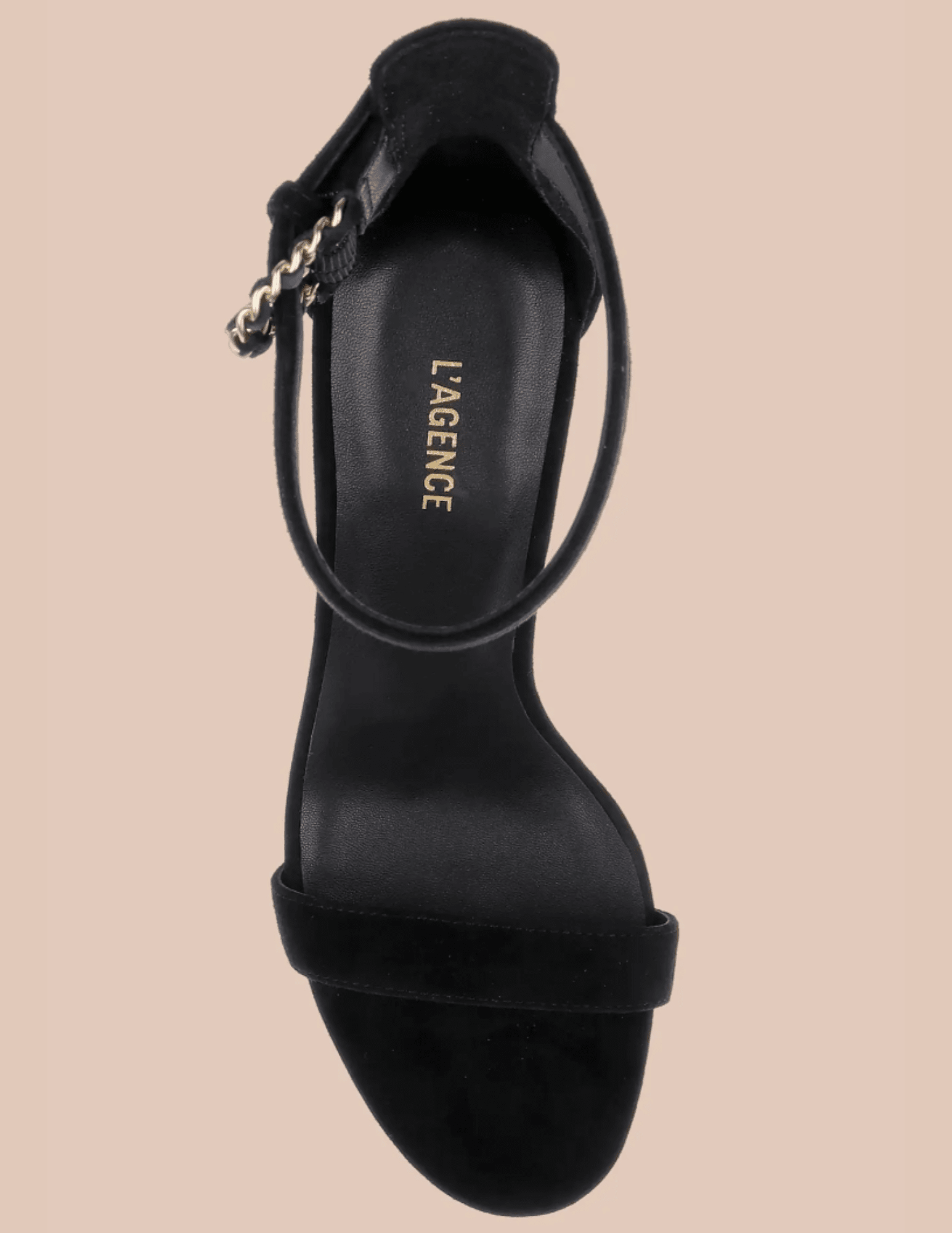 L'AGENCE Gisele Suede Heel Sandal in Black top