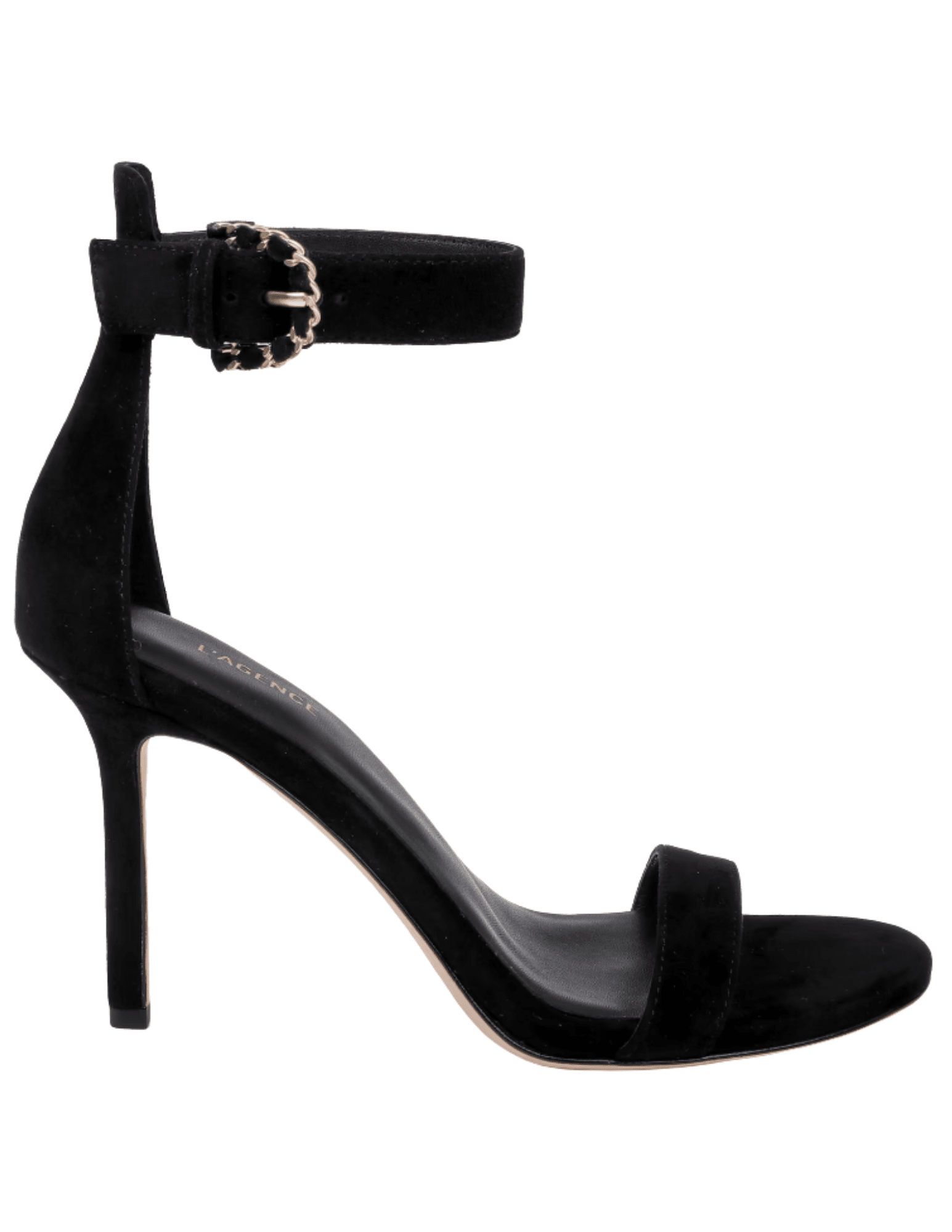 L'AGENCE Gisele Suede Heel Sandal in Black