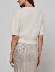 L’AGENCE Guinevere Short Sleeve Crop Sweater in Vintage White back